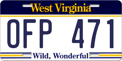 WV license plate OFP471