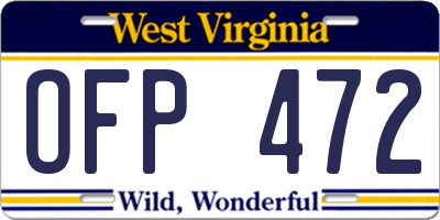 WV license plate OFP472