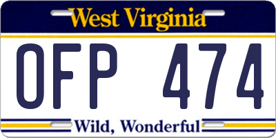WV license plate OFP474