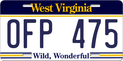 WV license plate OFP475