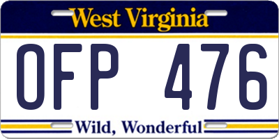 WV license plate OFP476