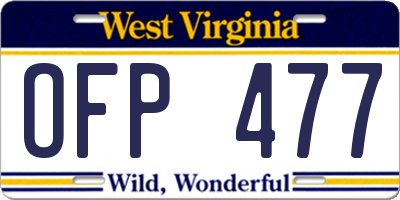 WV license plate OFP477