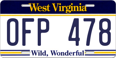 WV license plate OFP478