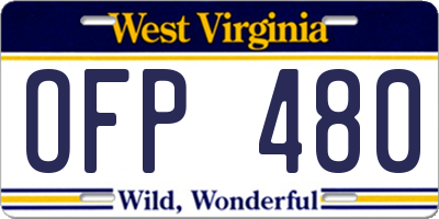 WV license plate OFP480