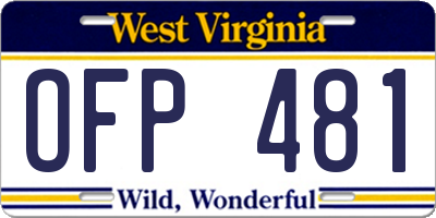 WV license plate OFP481