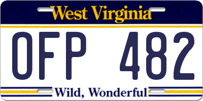 WV license plate OFP482