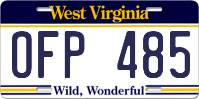 WV license plate OFP485