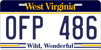 WV license plate OFP486