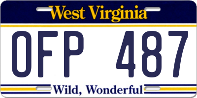 WV license plate OFP487