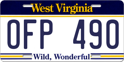 WV license plate OFP490
