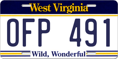 WV license plate OFP491
