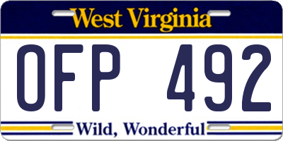 WV license plate OFP492