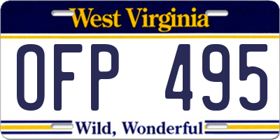 WV license plate OFP495