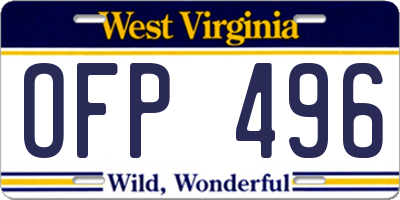 WV license plate OFP496