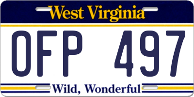 WV license plate OFP497