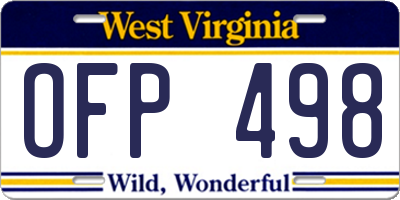 WV license plate OFP498