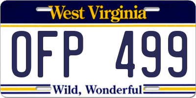WV license plate OFP499