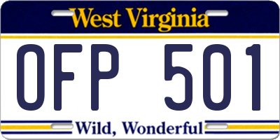 WV license plate OFP501