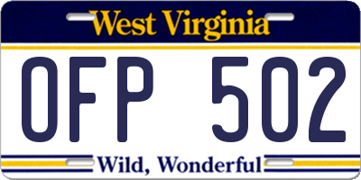 WV license plate OFP502