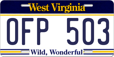 WV license plate OFP503