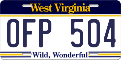 WV license plate OFP504