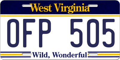 WV license plate OFP505