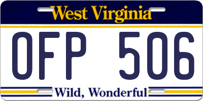 WV license plate OFP506