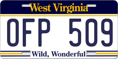 WV license plate OFP509