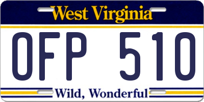 WV license plate OFP510