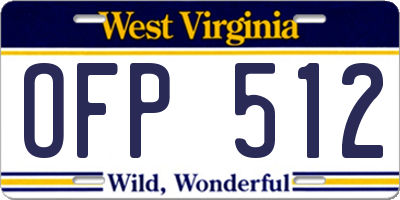WV license plate OFP512