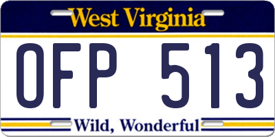 WV license plate OFP513