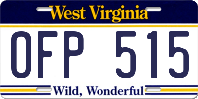 WV license plate OFP515