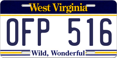 WV license plate OFP516