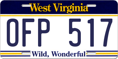 WV license plate OFP517
