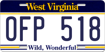 WV license plate OFP518