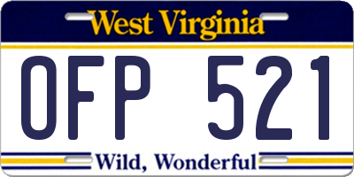 WV license plate OFP521