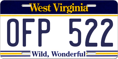 WV license plate OFP522