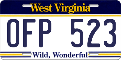 WV license plate OFP523