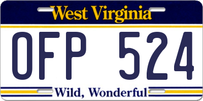 WV license plate OFP524