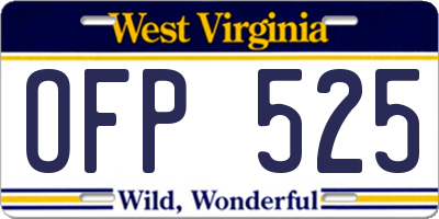 WV license plate OFP525