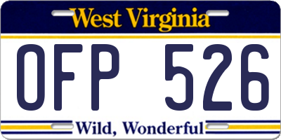 WV license plate OFP526