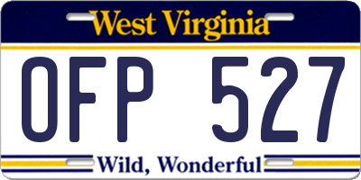 WV license plate OFP527