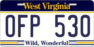 WV license plate OFP530