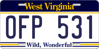 WV license plate OFP531