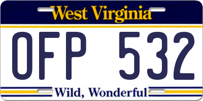 WV license plate OFP532