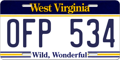 WV license plate OFP534