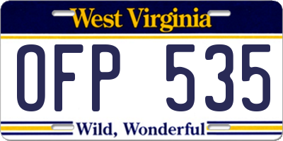 WV license plate OFP535