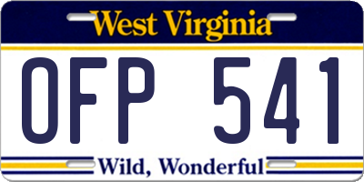 WV license plate OFP541