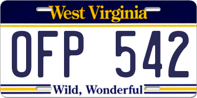 WV license plate OFP542