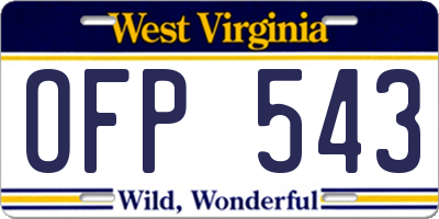 WV license plate OFP543